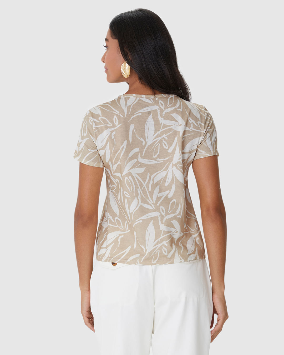 Blusa Feminina Decote Redondo Estampada Em Algodão - Imagem 5