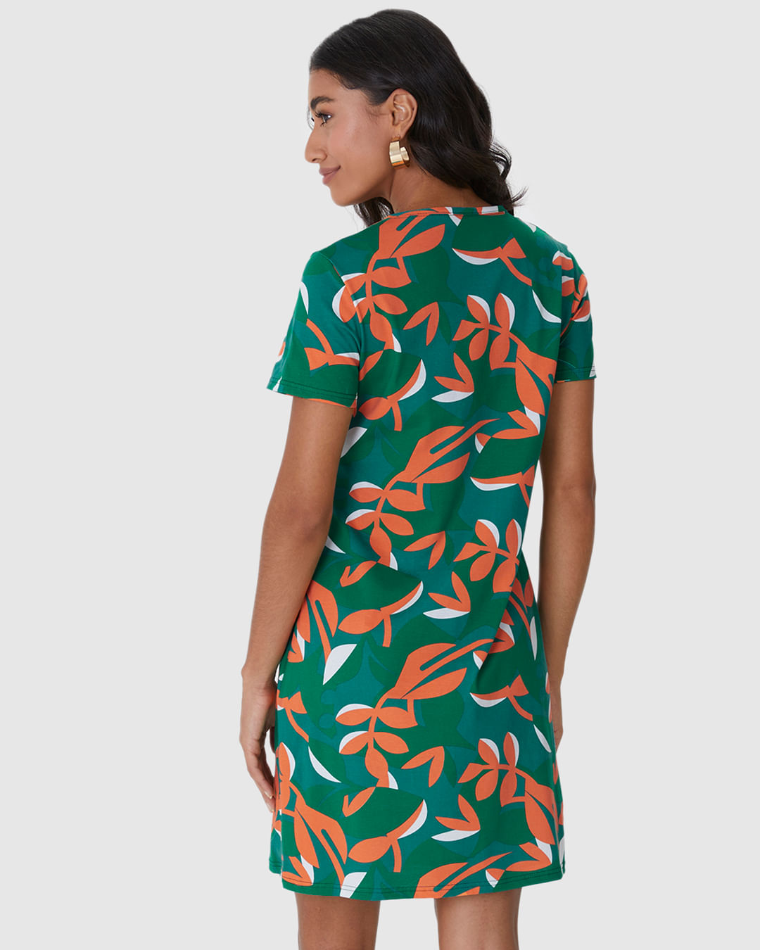 Vestido Feminino Estampado Com Decote Redondo Em Algodão - Imagem 5