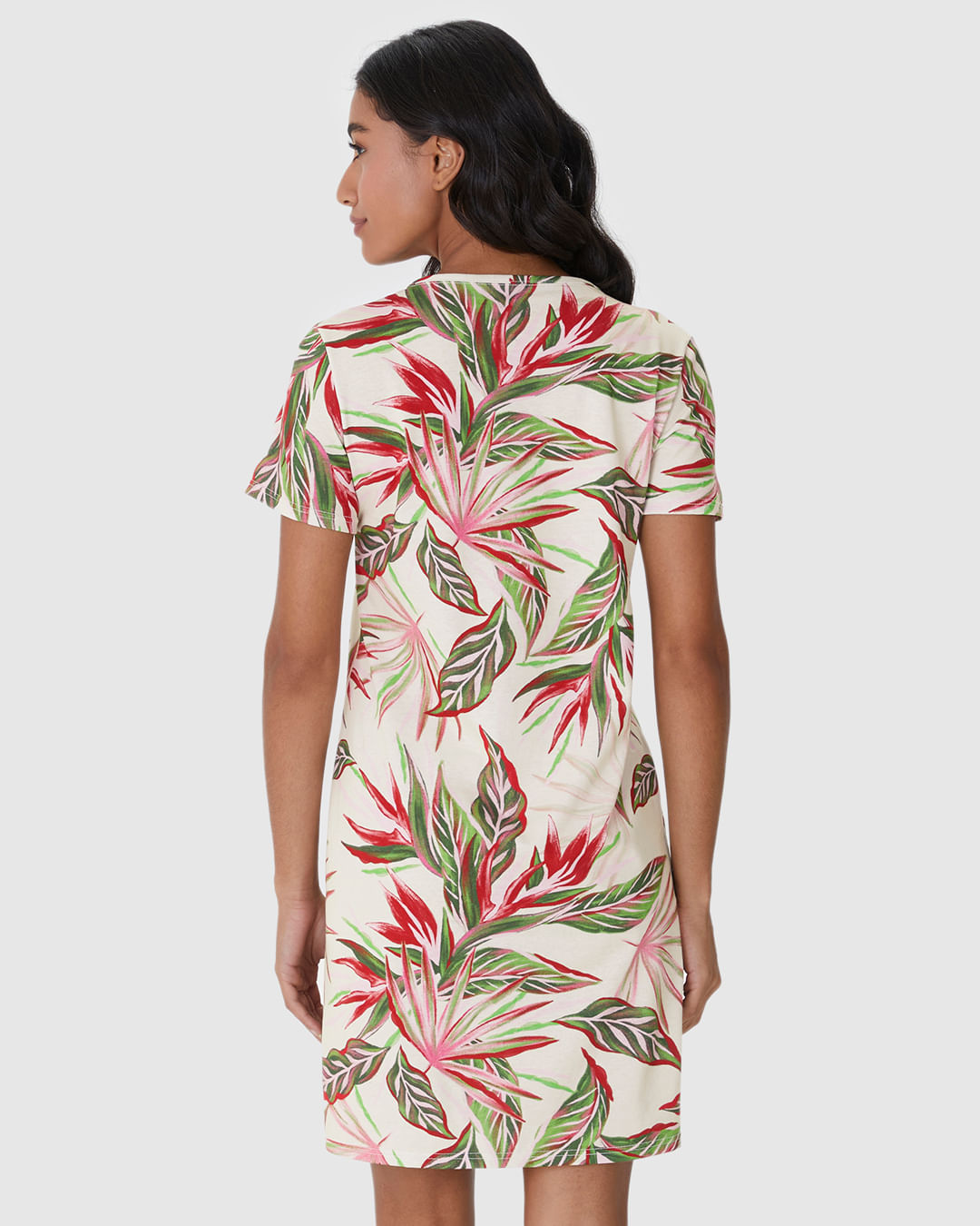 Vestido Feminino Estampado Com Decote Redondo Em Algodão - Imagem 5