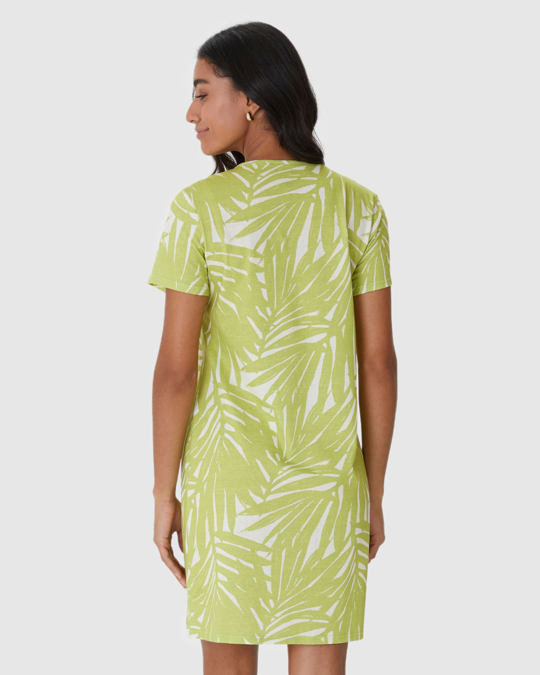 Vestido Feminino Estampado Com Decote Redondo Em Algodão - Imagem 10