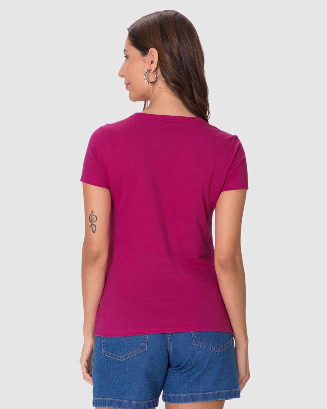 Blusa Básica Feminina Decote V Em Algodão - Imagem 10