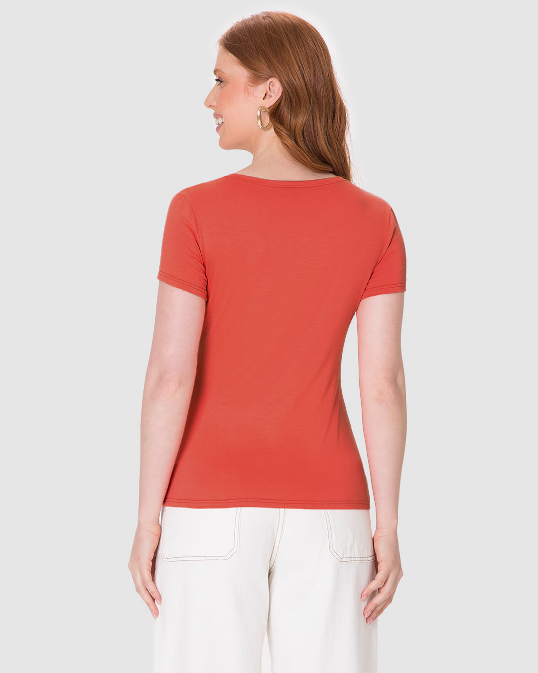 Blusa Básica Feminina Decote V Em Viscose Stretch - Imagem 15