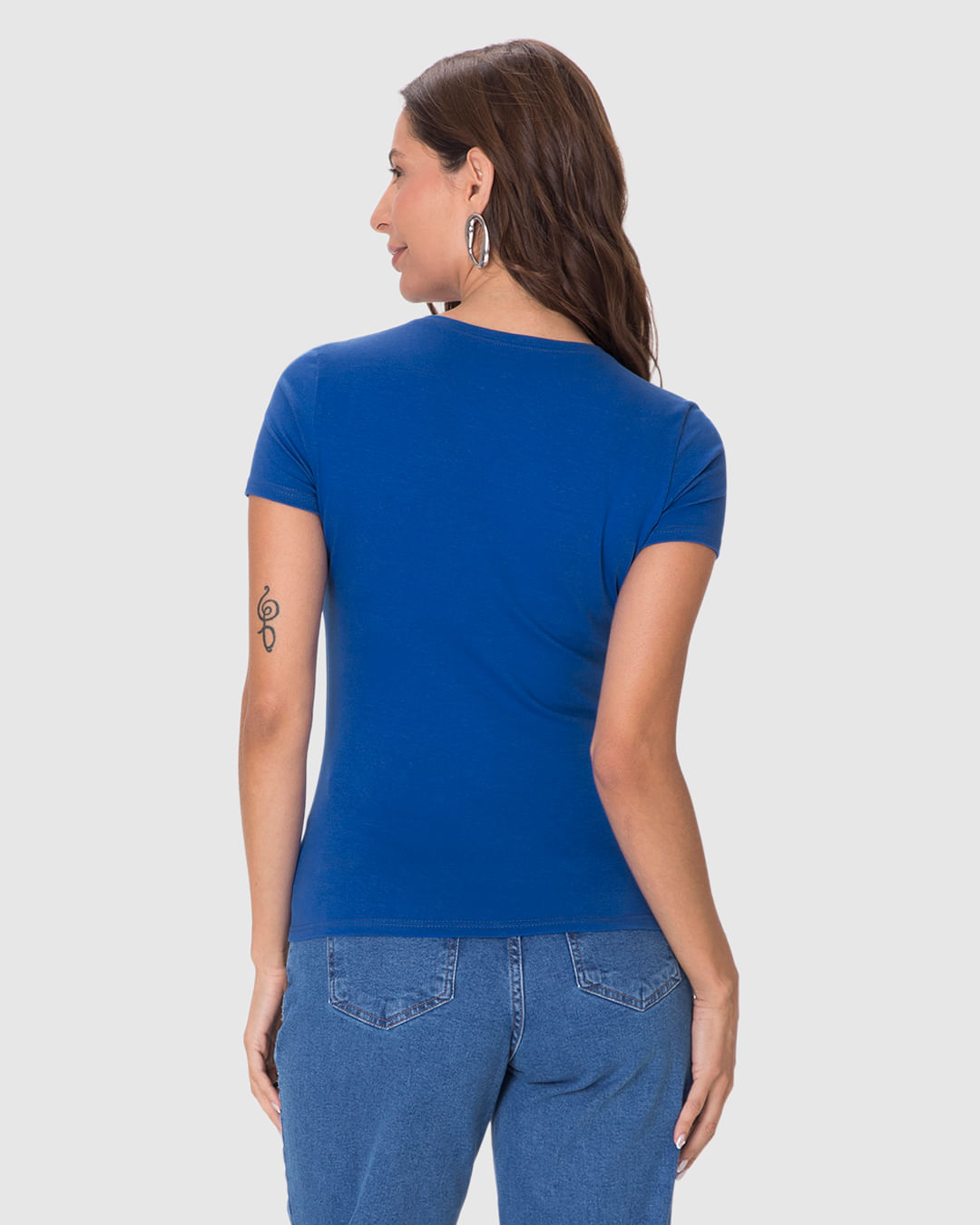 Blusa Básica Feminina Decote V Em Algodão - Imagem 30