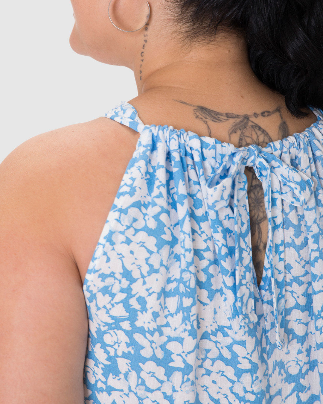 Blusa Feminina Plus Size Evasê Amarração Costas Em Viscolinho Texturizado - Imagem 15