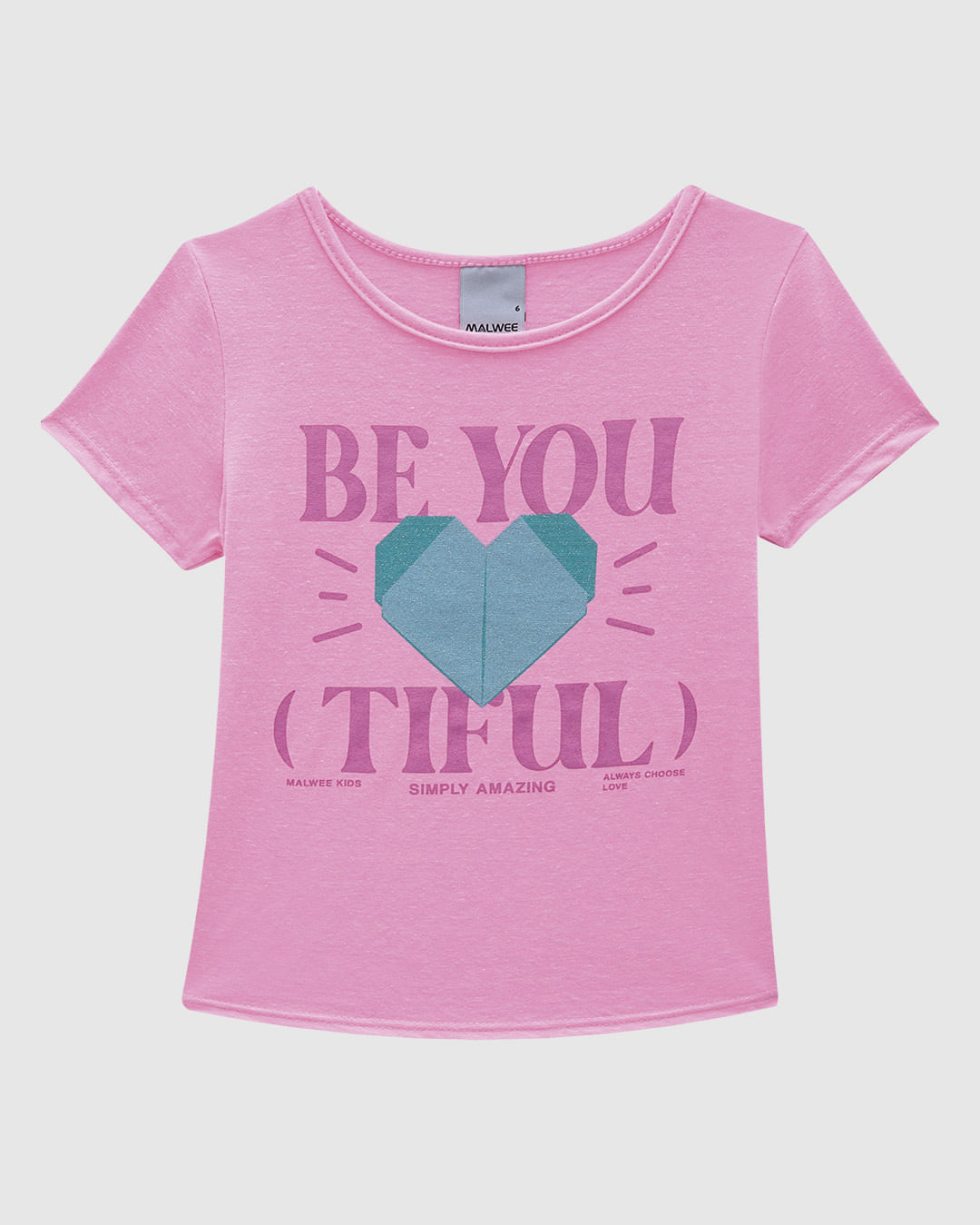 Blusa Infantil Menina Manga Curta Estampa Com Glitter Em Algodão Malwee Kids - Imagem 4