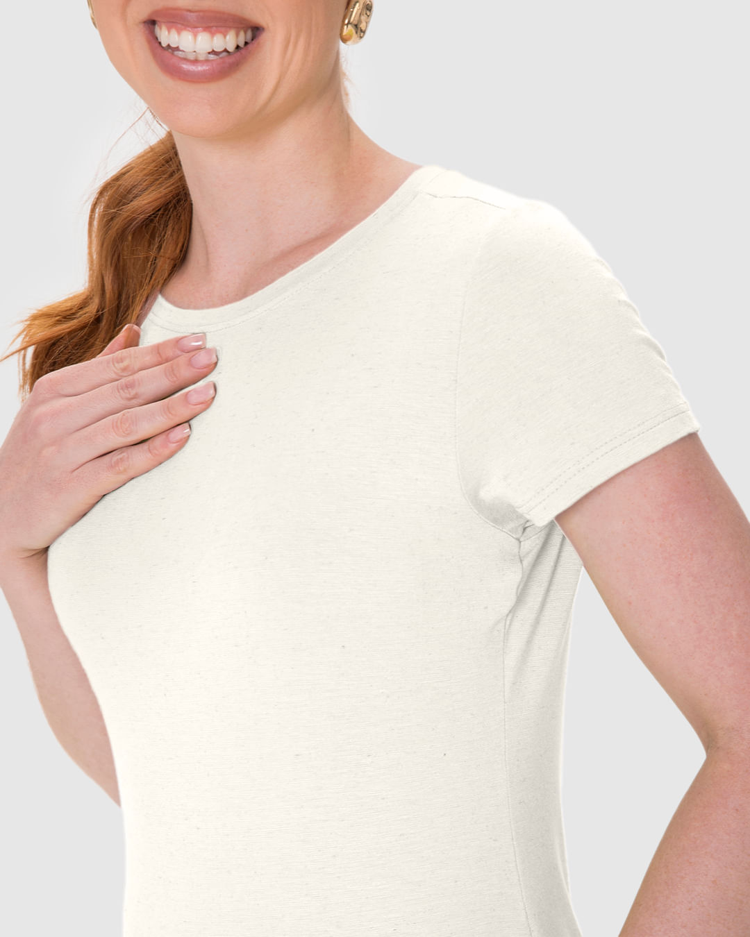 Blusa Básica Feminina Manga Curta Em Malha Viscolinho Stretch - Imagem 6