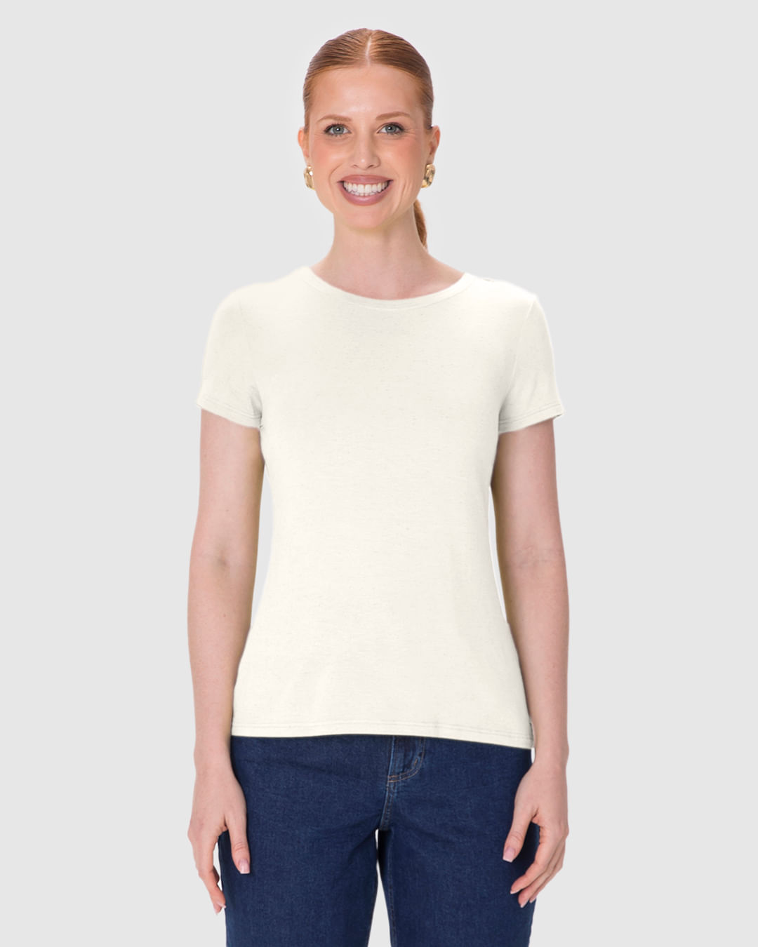 Blusa Básica Feminina Manga Curta Em Malha Viscolinho Stretch - Imagem 12