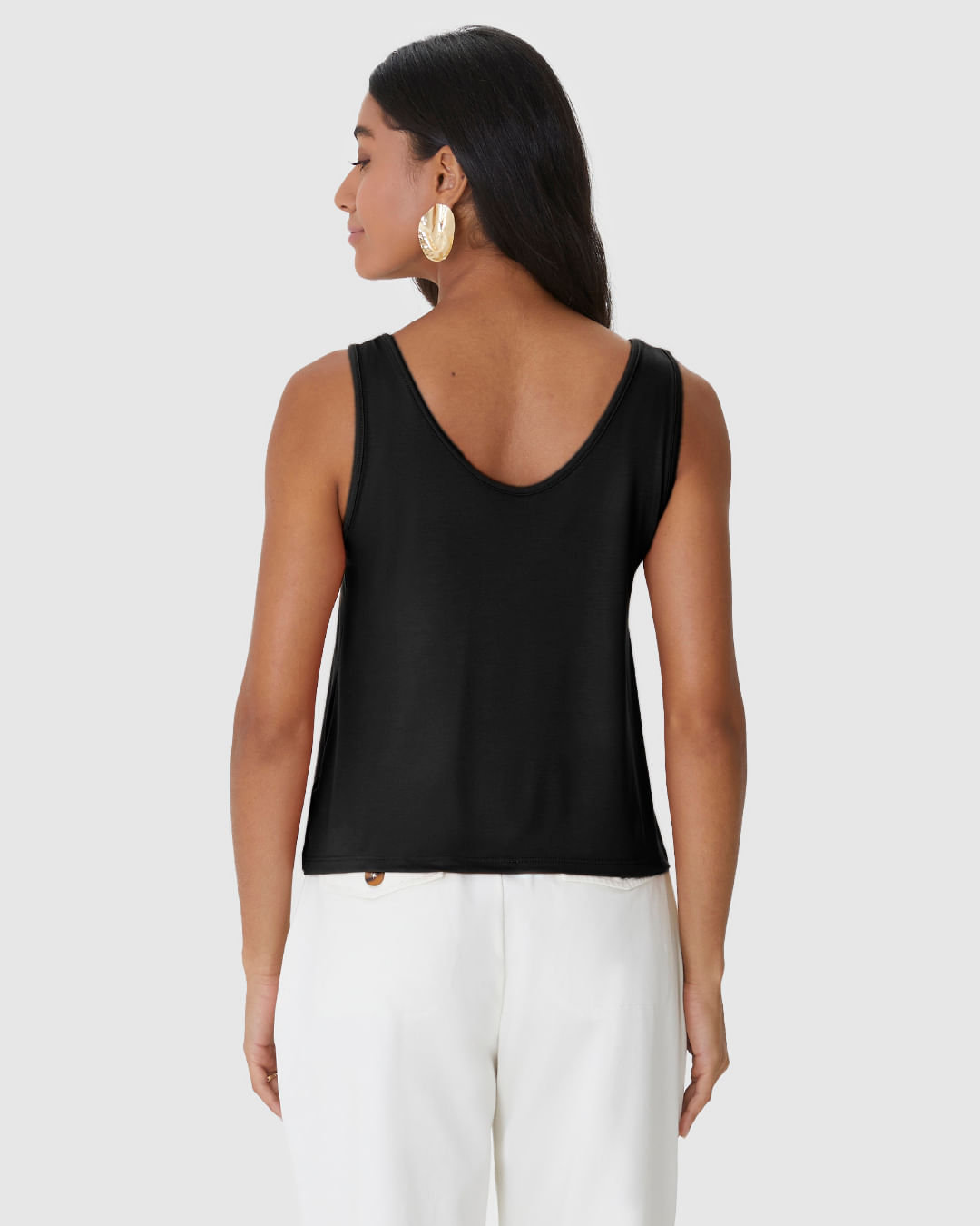 Regata Ampla Feminina Detalhe Alça Em Malha Viscose Stretch - Imagem 8