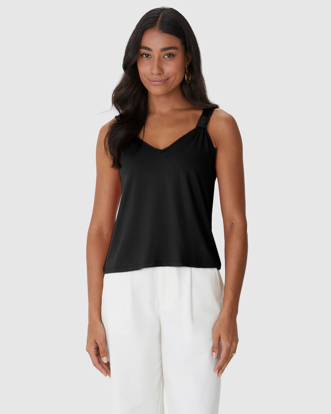 Regata Ampla Feminina Detalhe Alça Em Malha Viscose Stretch - Imagem 15