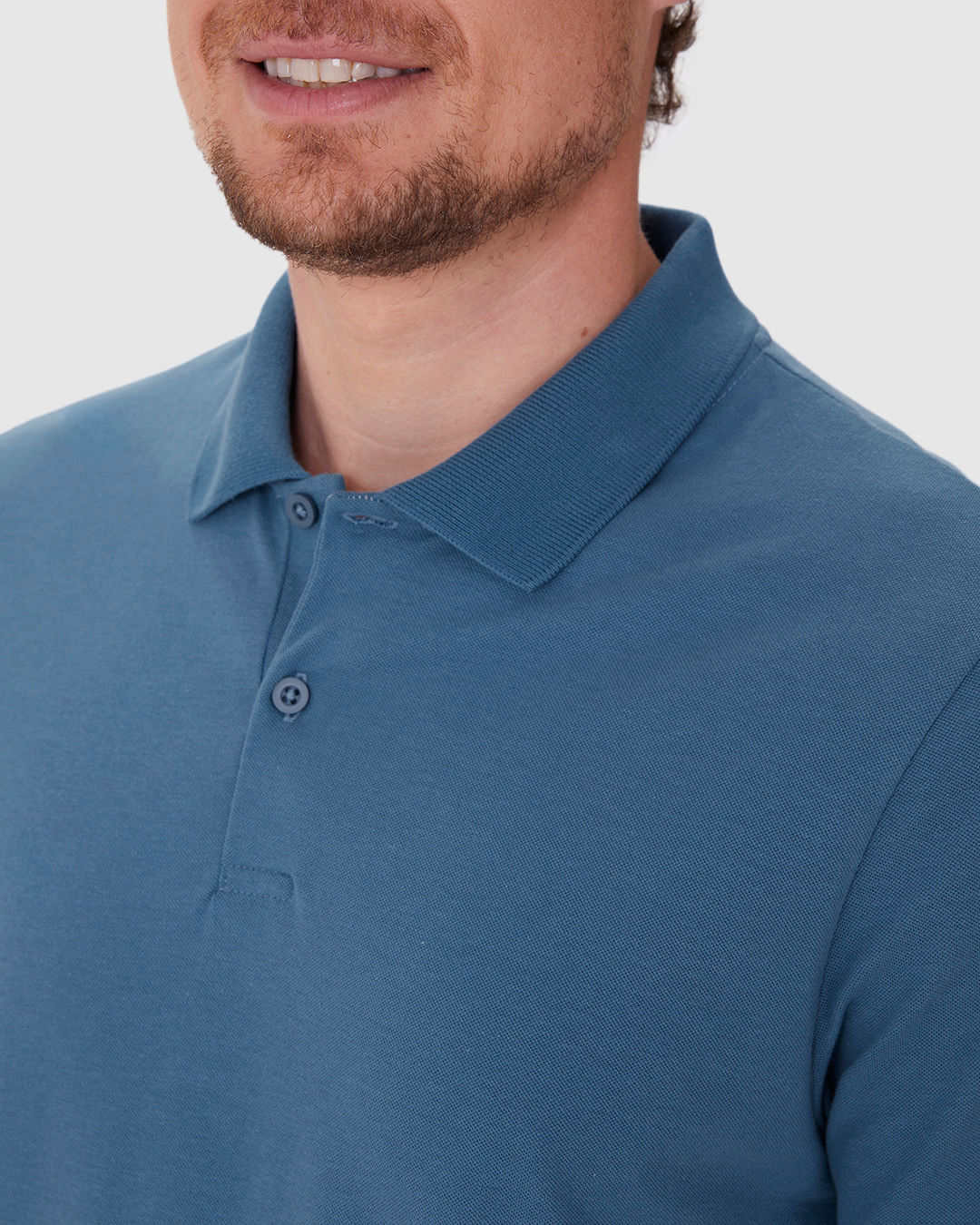 Camisa Polo Básica Masculina Gola Retilínea Em Piquet Stretch - Imagem 2