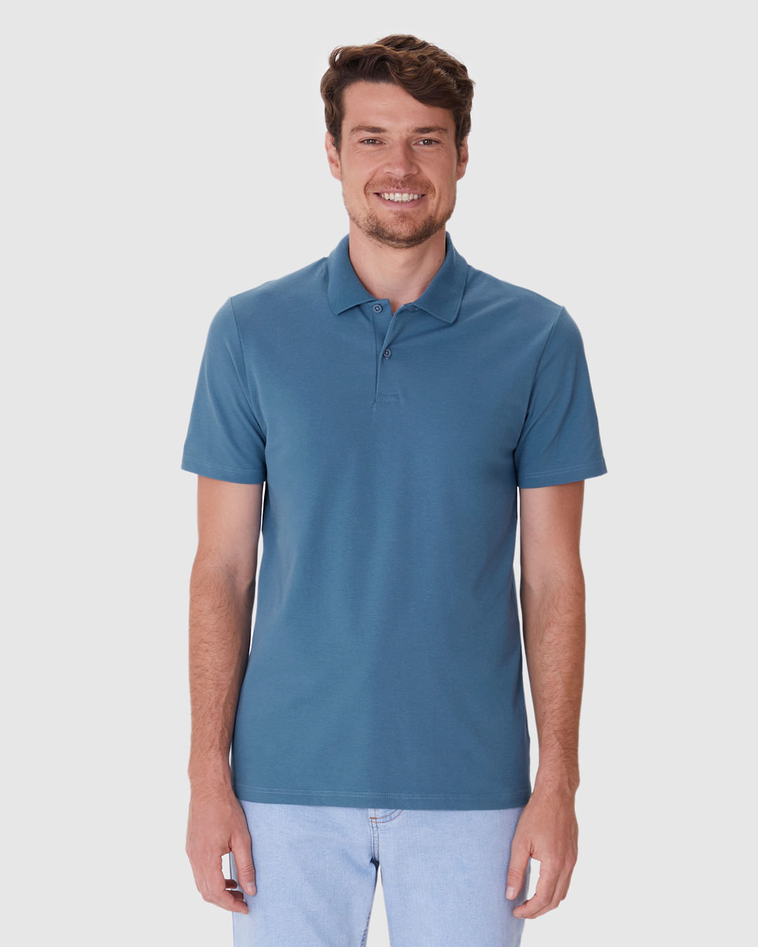 Camisa Polo Básica Masculina Gola Retilínea Em Piquet Stretch - Imagem 10