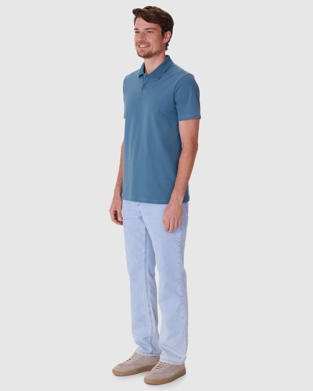 Camisa Polo Básica Masculina Gola Retilínea Em Piquet Stretch - Imagem 19