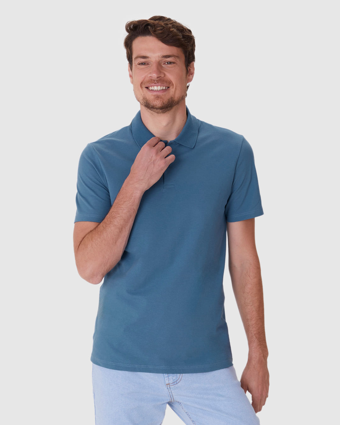 Camisa Polo Básica Masculina Gola Retilínea Em Piquet Stretch - Imagem 21