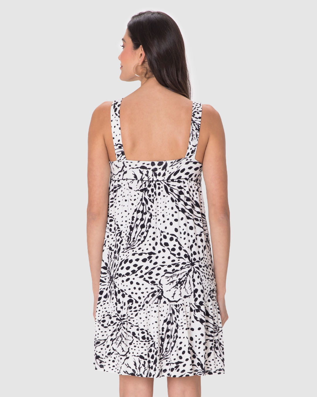 Vestido Feminino Evasê Decote Reto Em Malha Viscolinho Stretch - Imagem 3