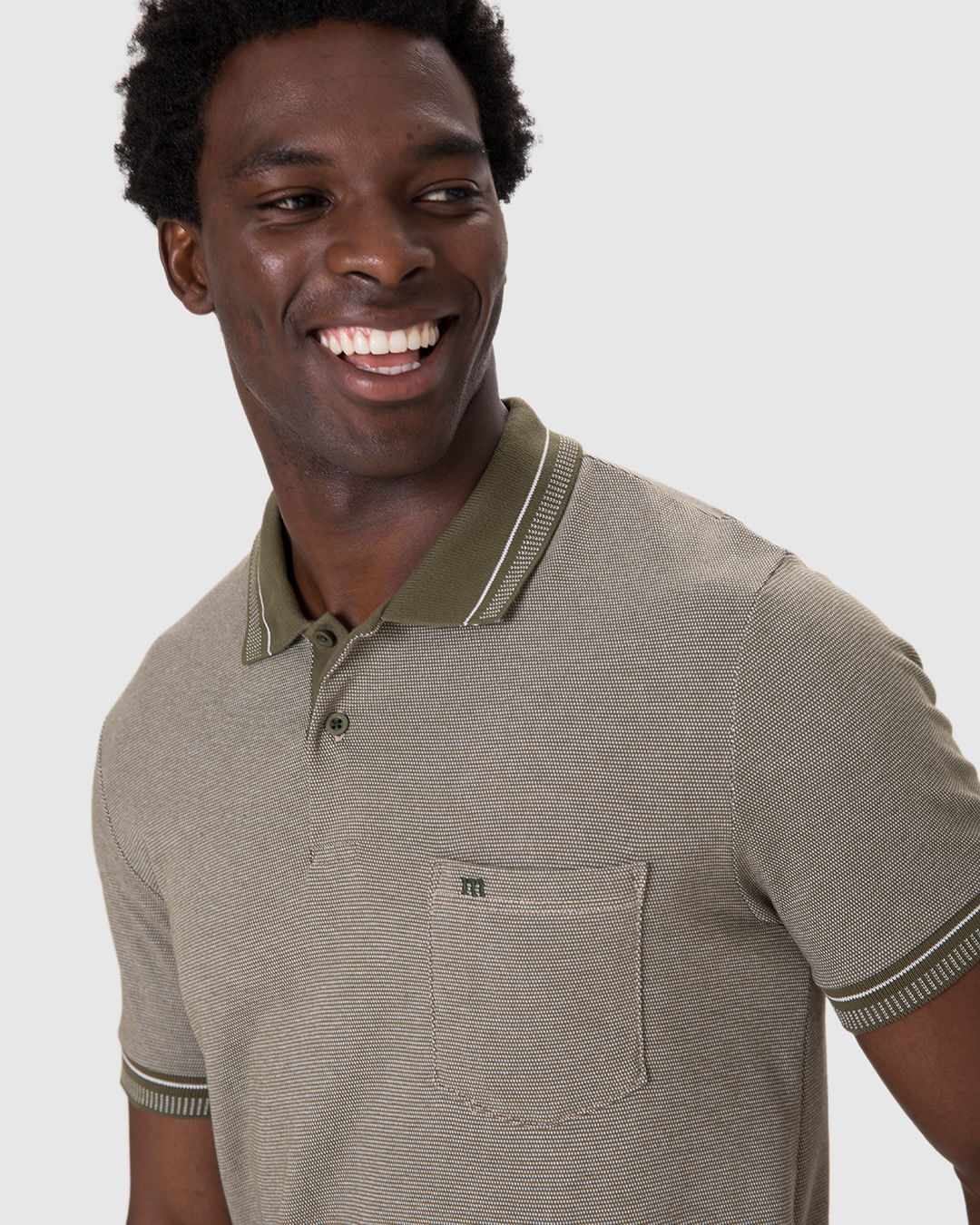 Camisa Polo Masculina Slim Bolso Funcional Em Piquet Pontilhado - Imagem 13