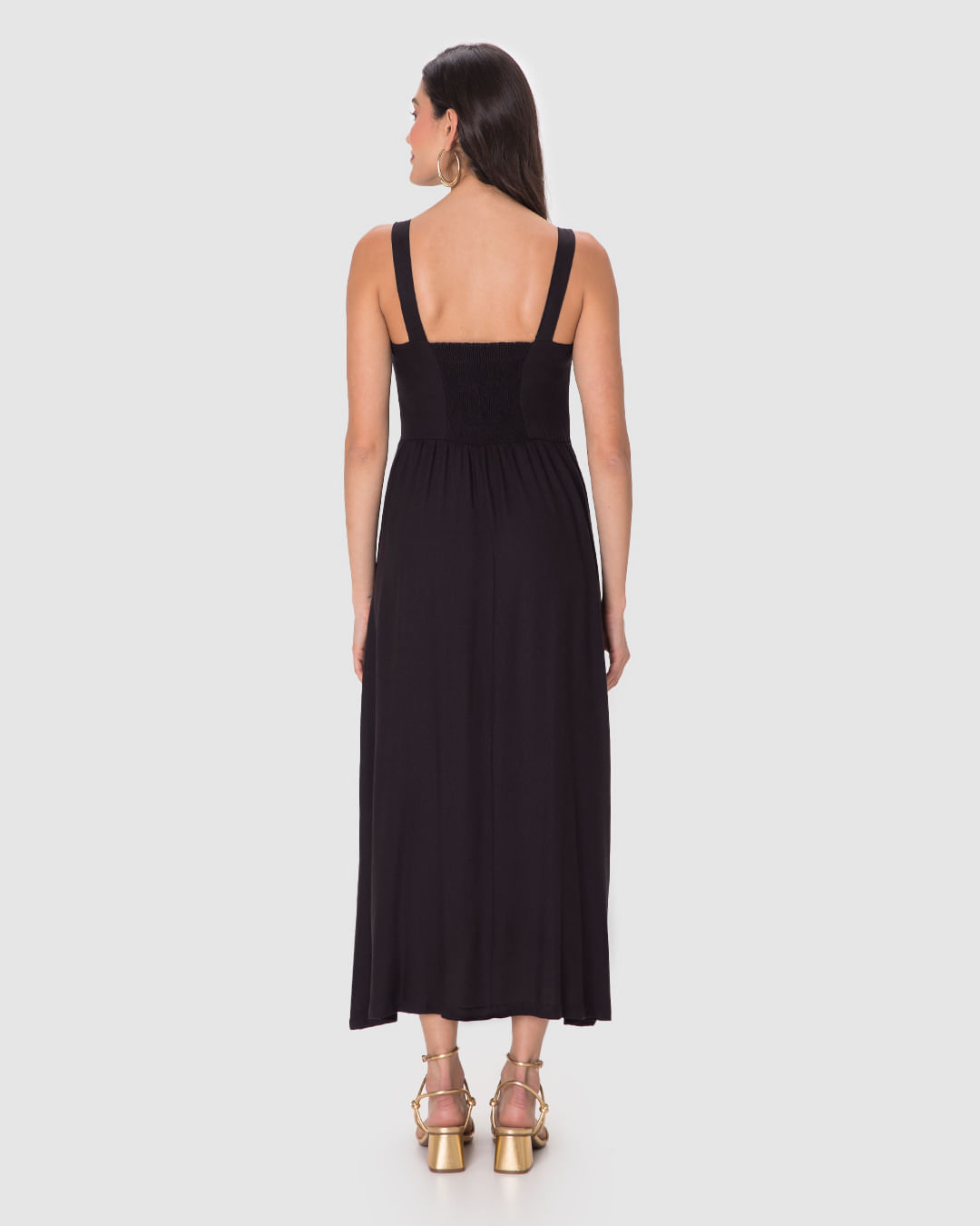 Vestido Midi Feminino Acinturado Bolso Lateral Em Viscolinho - Imagem 18