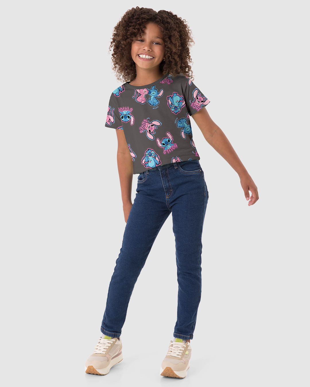 Blusa Infantil Menina Box Estampa Stitch Disney em Algodão Malwee Kids