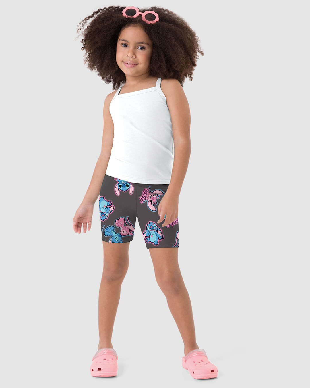 Bermuda Infantil Menina Ciclista Estampa Stitch Disney Em Algodão Malwee Kids - Imagem 13
