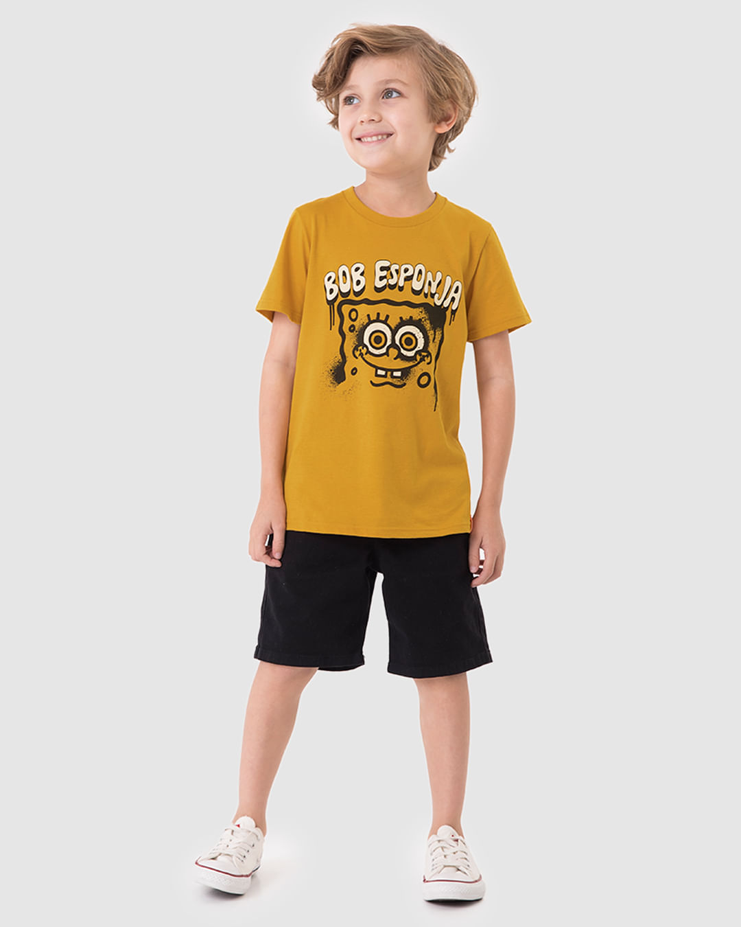 Camiseta Infantil Menino Estampa Bob Esponja Em Algodão Malwee Kids