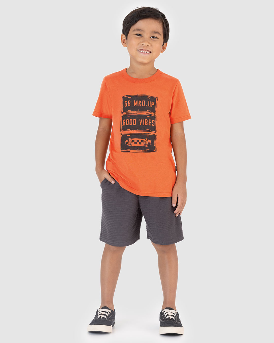Conjunto Infantil Menino Camiseta Estampa Good Vibes Em Algodão Malwee Kids - Imagem 9
