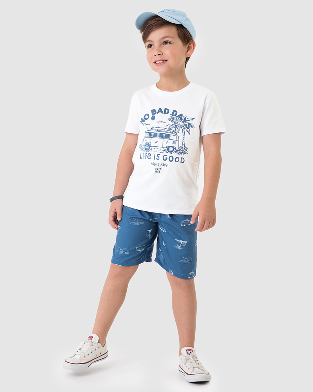 Conjunto Infantil Menino Bermuda Estampada Em Microfibra Malwee Kids