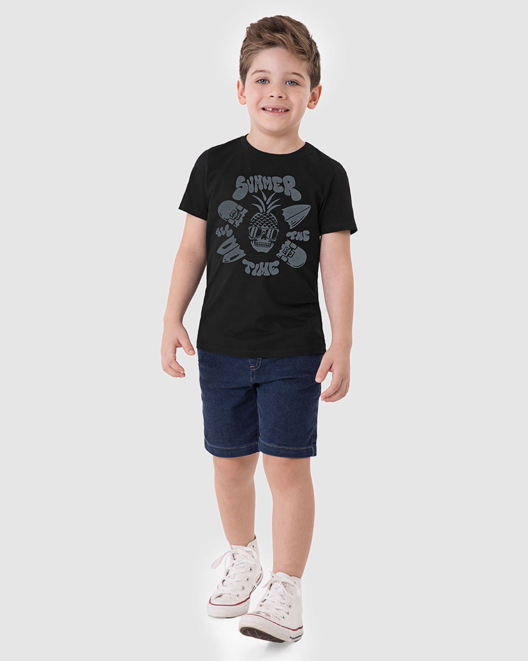Camiseta Infantil Menino Gola Redonda Estampa Frontal Em Algodão Malwee Kids - Imagem 7