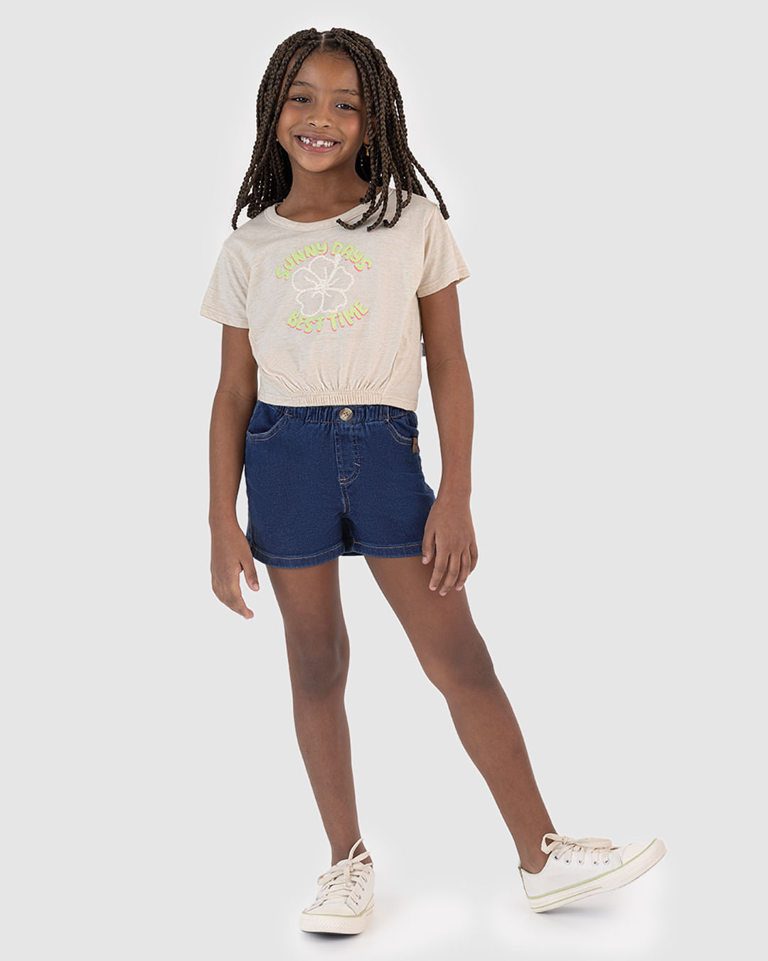 Blusa Infantil Menina Cropped Sunny Days Best Time Malha Rajada Malwee Kids