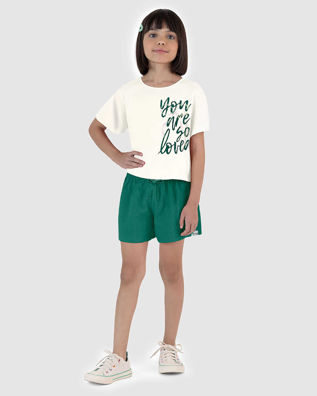 Conjunto Infantil Menina Blusa You Are So Loved Em Algodão Malwee Kids - Imagem 11