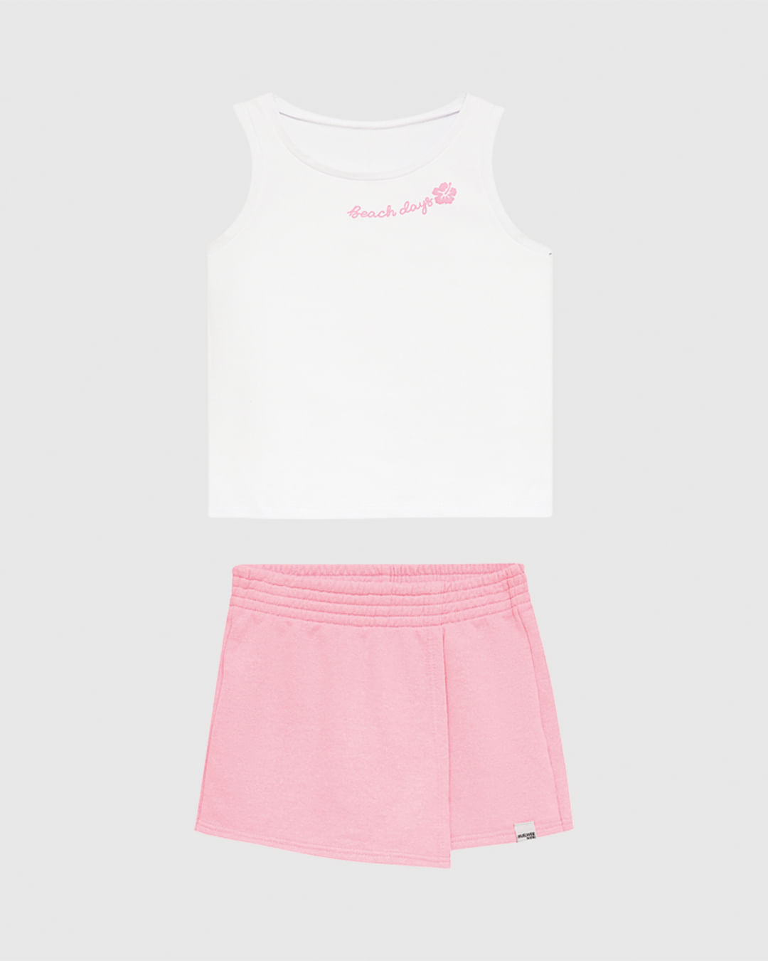 Conjunto Infantil Menina Regata E Shorts Saia Em Moletinho Rajado Malwee Kids - Imagem 15