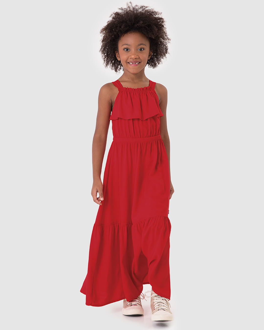 Vestido Infantil Longo Marias Decote Com Babado Em Viscose Malwee Kids - Imagem 5