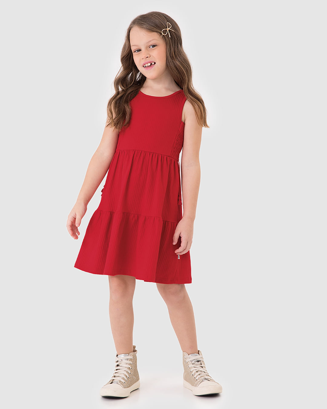 Vestido Infantil Marias Regata Em Malha Texturizada Malwee Kids