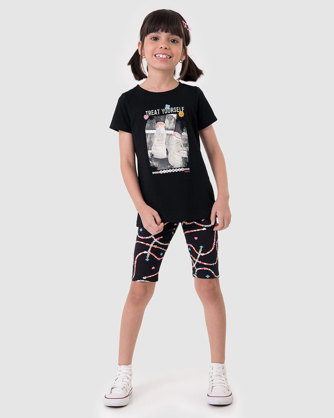Conjunto Infantil Menina Blusa E Bermuda Estampada Em Algodão Malwee Kids - Imagem 5