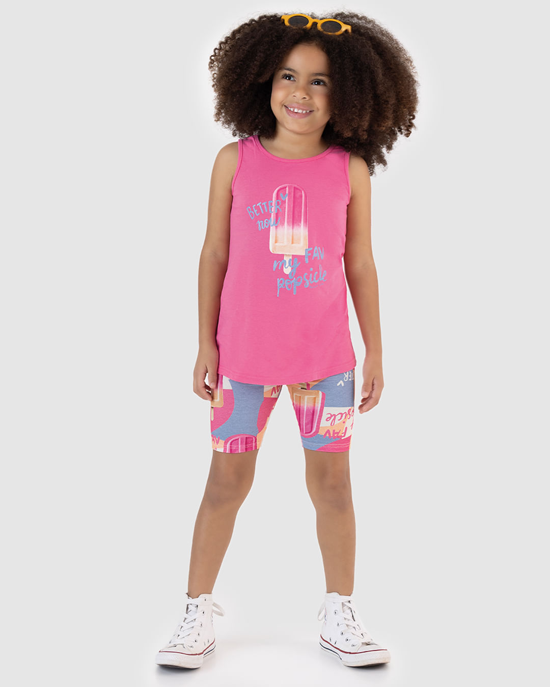 Conjunto Infantil Menina Bermuda Ciclista Estampada Em Algodão Malwee Kids - Imagem 3
