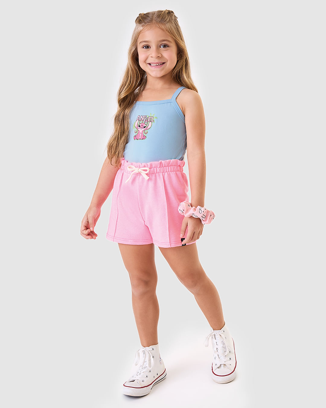 Conjunto Infantil Menina Regata Angel Stitch Disney Em Algodão Malwee Kids - Imagem 5