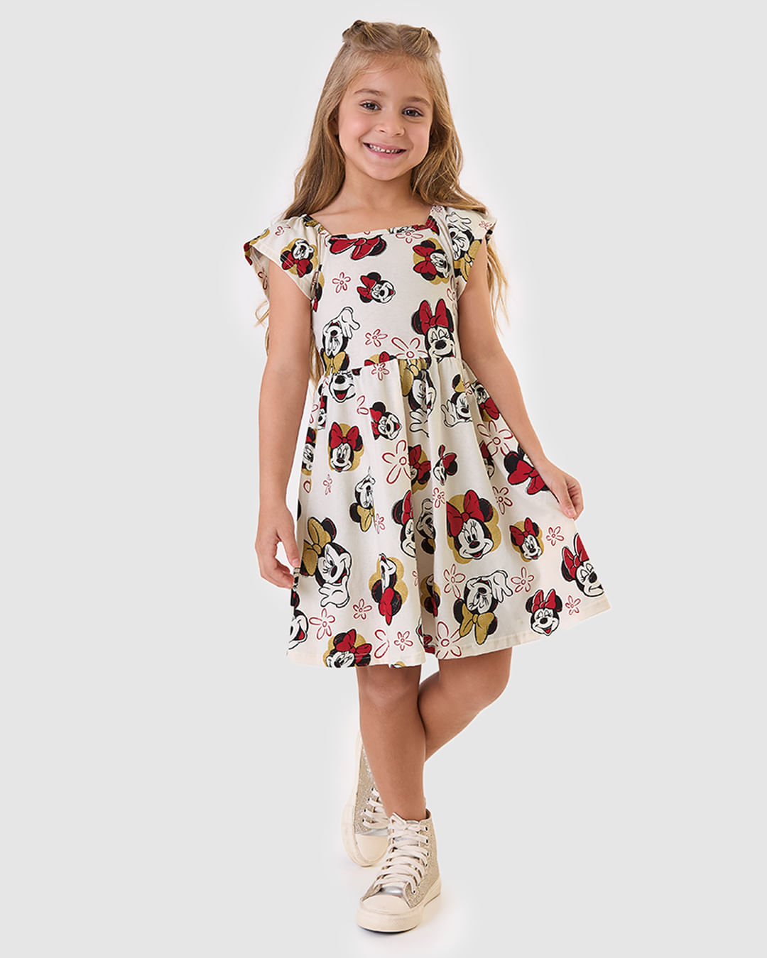 Vestido Infantil Rodado Minnie Mouse Disney Em Algodão Malwee Kids - Imagem 7
