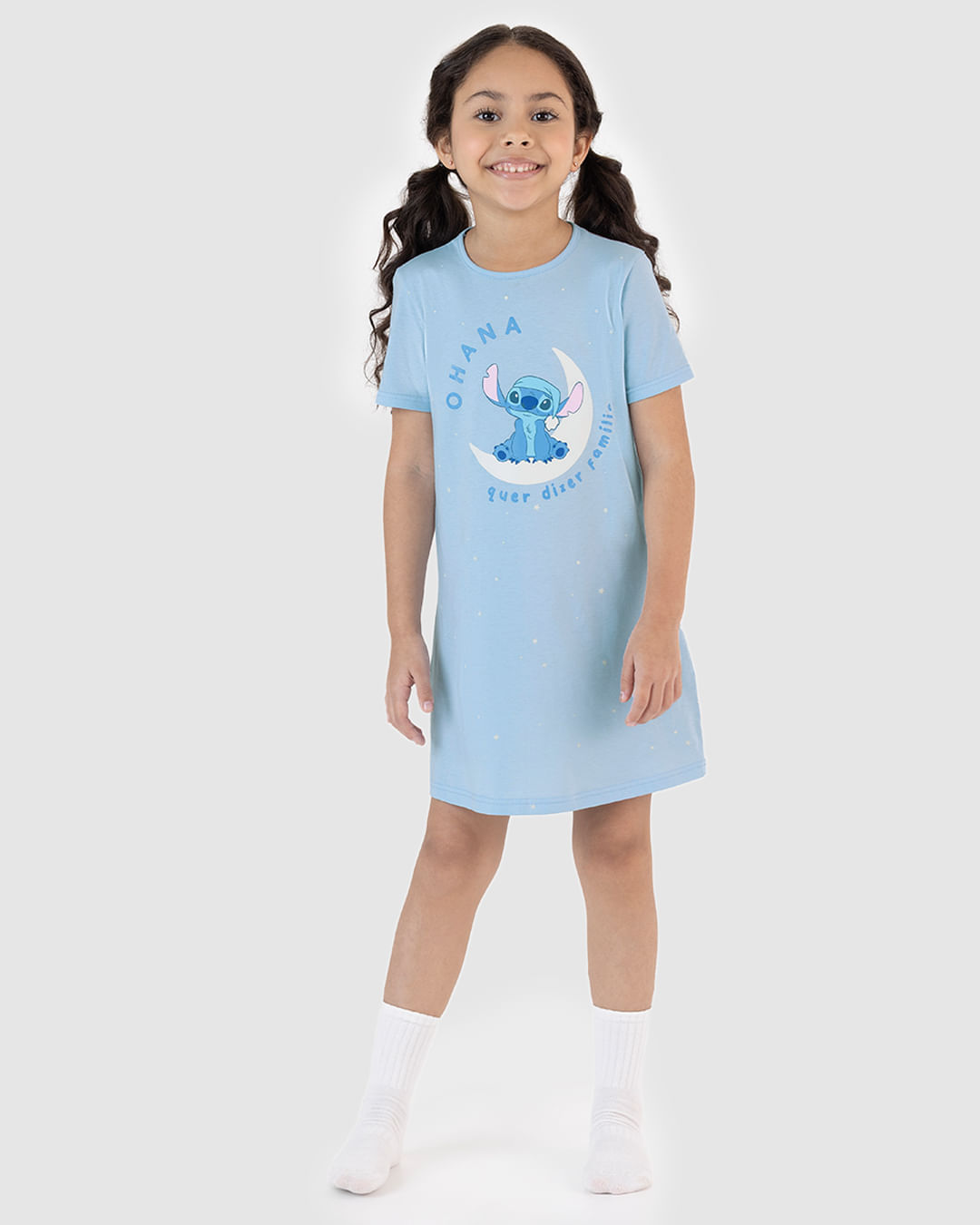 Camisola Infantil Menina Estampa Ohana Stitch Disney Em Algodão Malwee Kids - Imagem 7