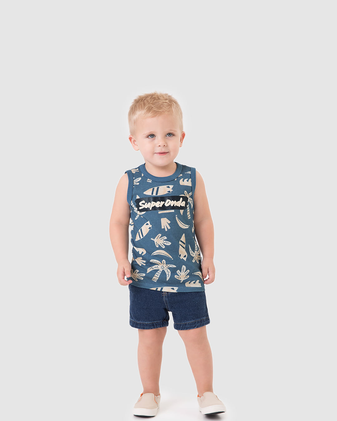 Regata Infantil Menino Estampa Super Onda Em Algodão Malwee Kids