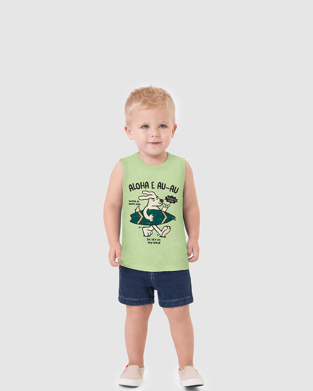 Regata Infantil Menino Estampa Frontal Temática Em Algodão Malwee Kids - Verde - 8