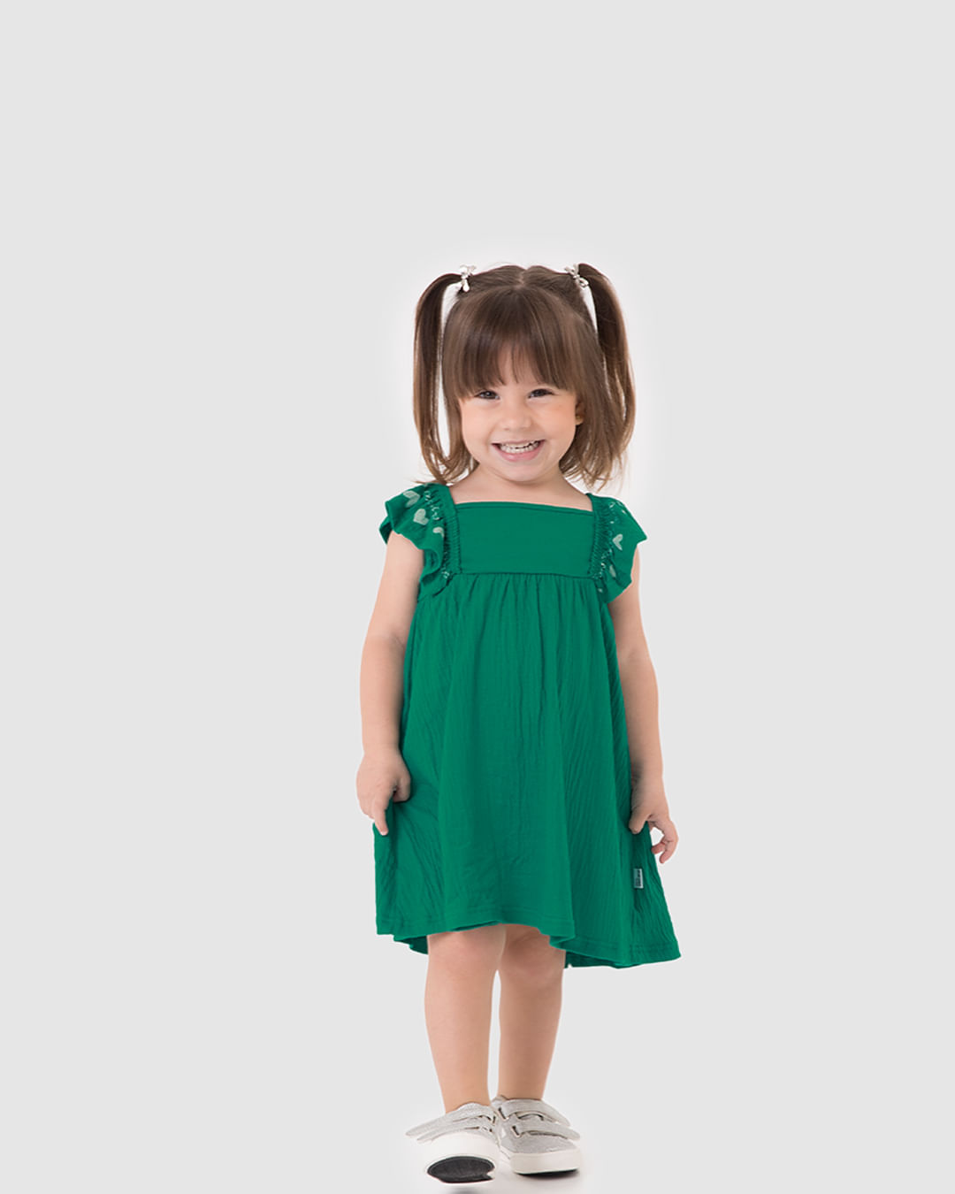 Vestido Infantil Manga Estampa Puff E Glitter Malha Texturizada Malwee Kids - Imagem 9