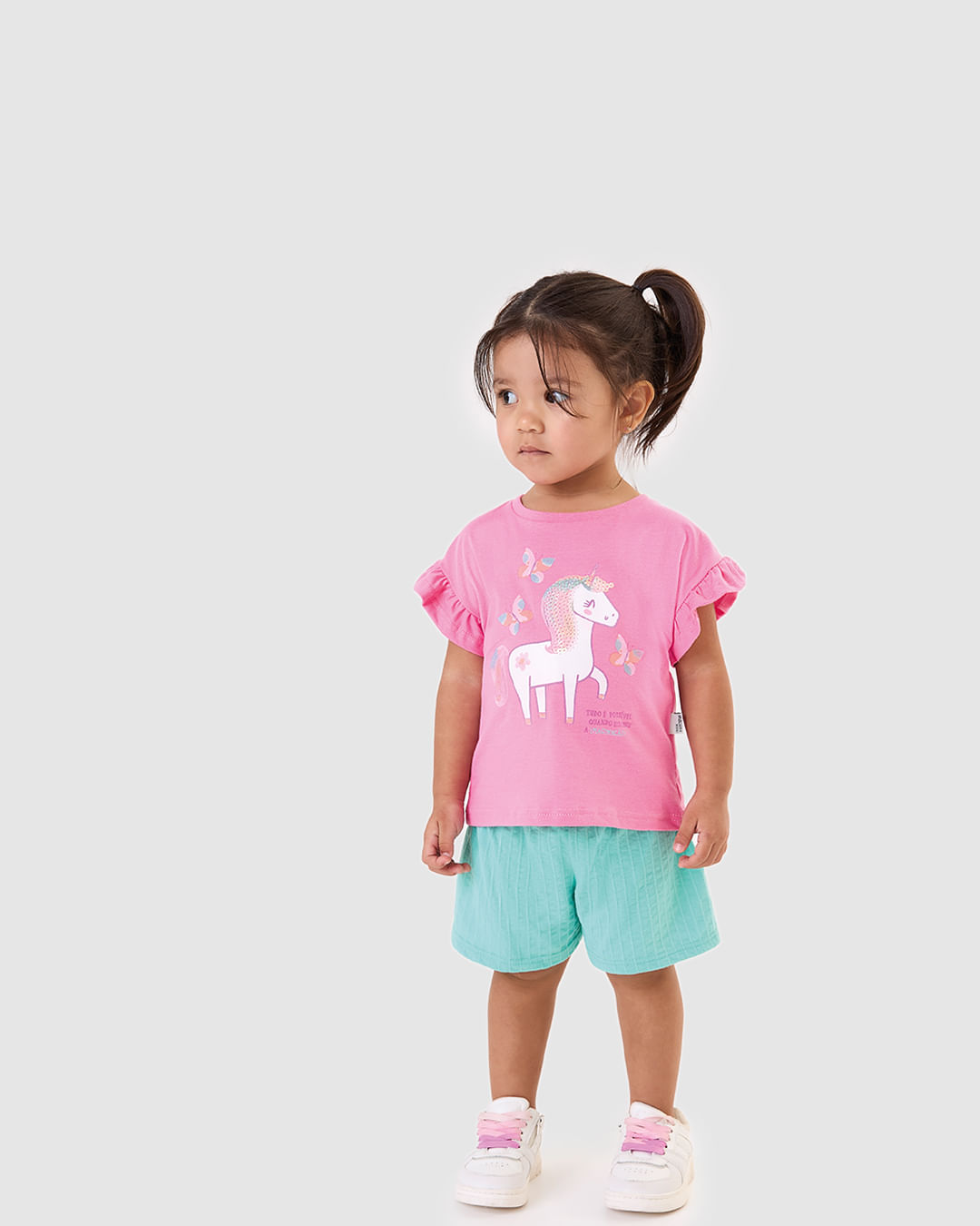 Conjunto Infantil Menina Unicórnio Aplique Lantejoula Em Algodão Malwee Kids - Rosa - 6