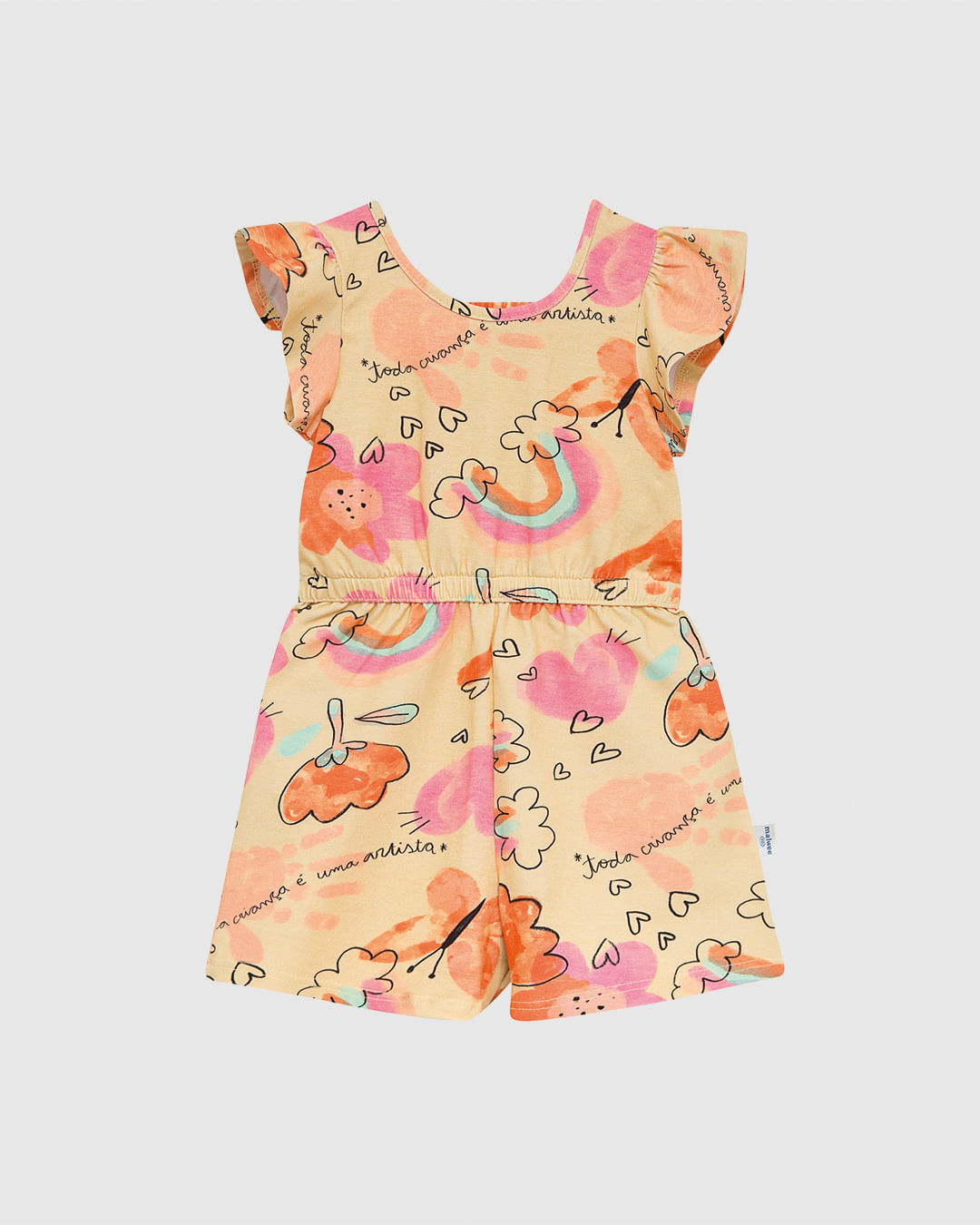 Macaquinho Infantil Menina Manga Franzida Em Algodão Malwee Kids - Imagem 3