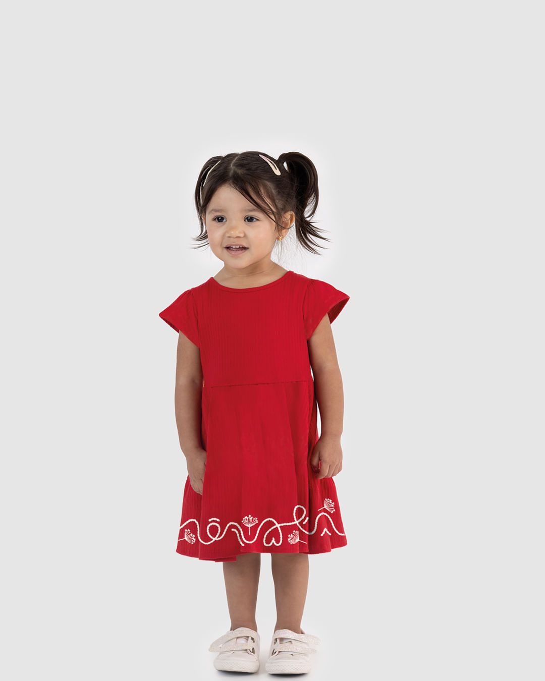 Vestido Infantil Rodado Estampa + Aplique Em Malha Texturizada Malwee Kids