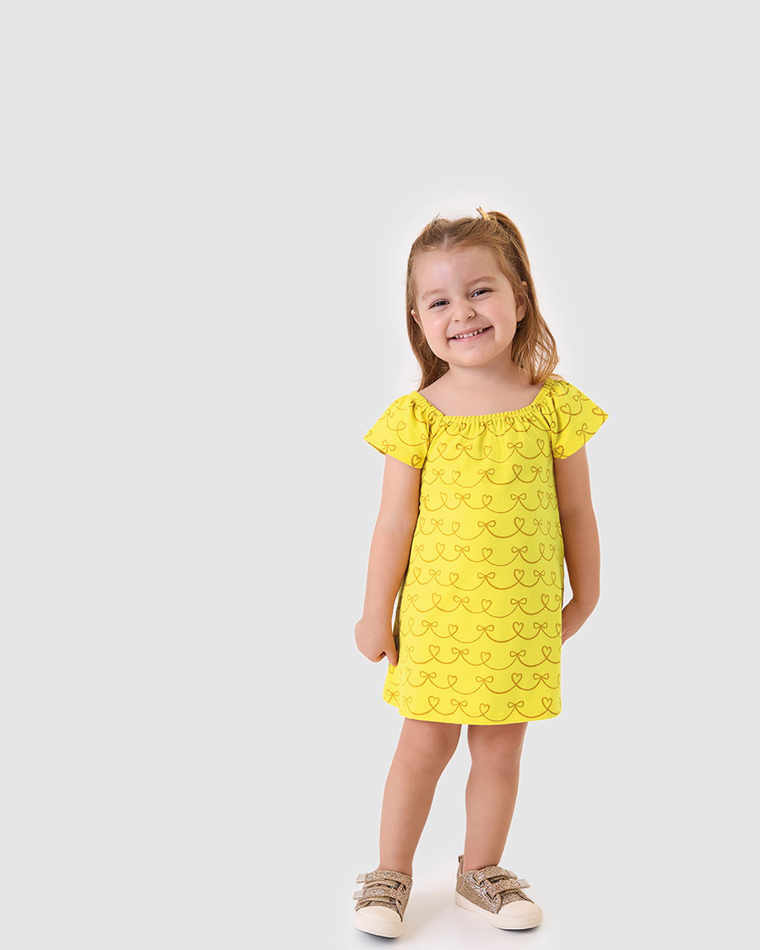 Vestido Infantil Evasê Estampa Coração Em Algodão Malwee Kids
