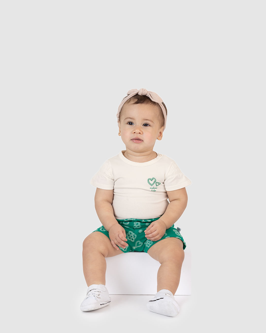 Conjunto Bebê Menina Body Manga Franzida E Shorts Em Algodão Malwee Kids