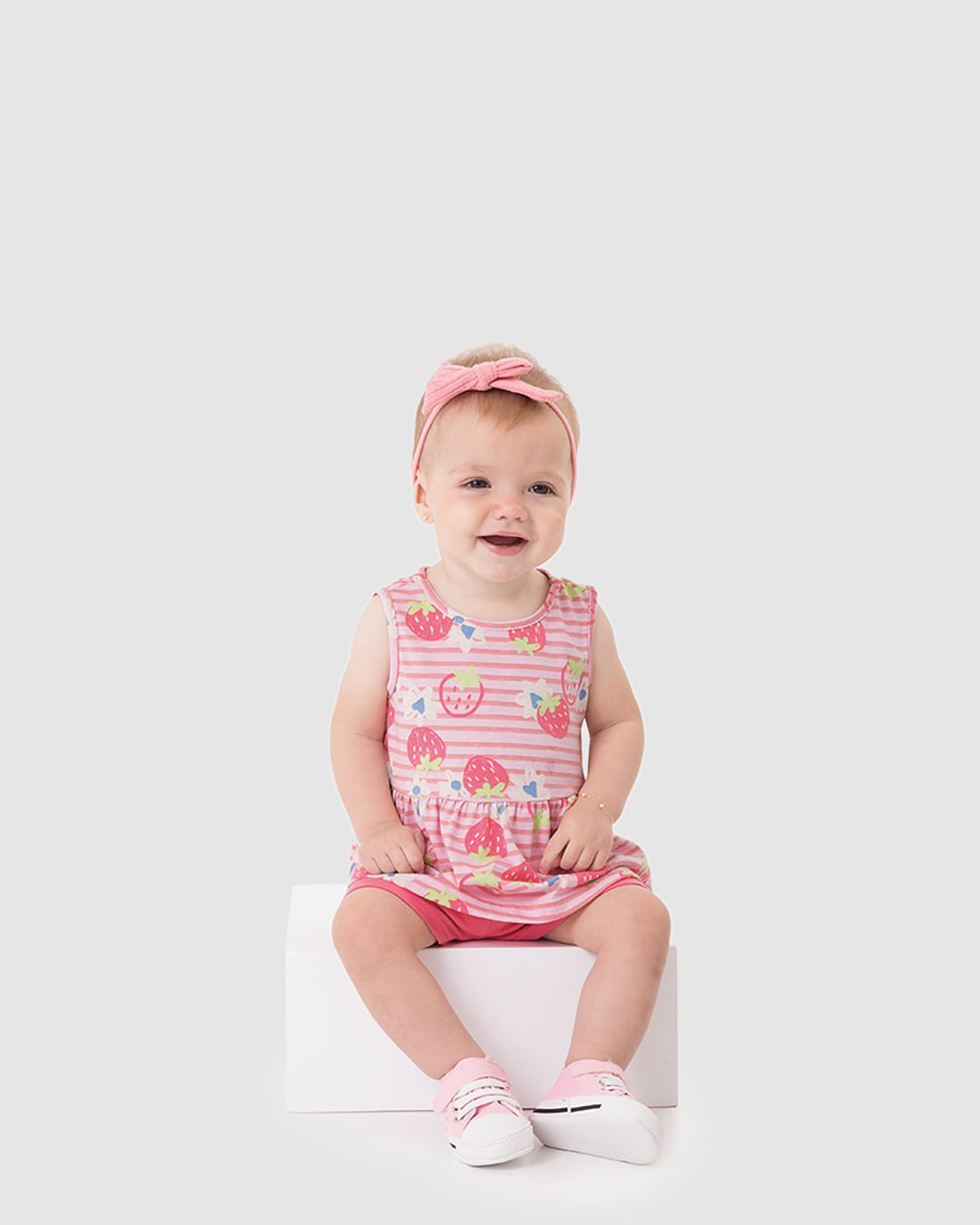 Conjunto Bebê Menina Regata Estampa Morangos Em Algodão Malwee Kids