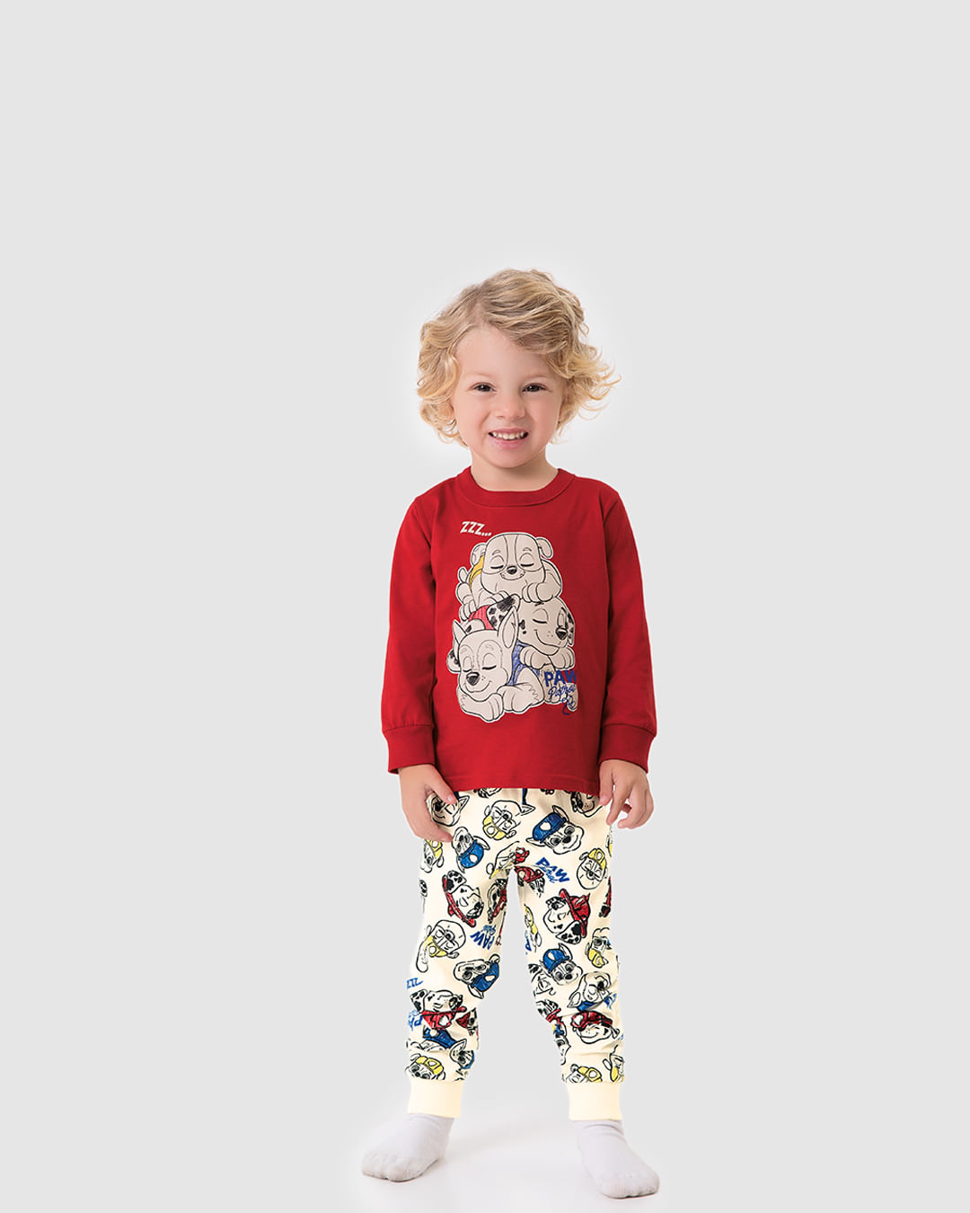 Pijama Longo Infantil Menino Patrulha Canina Brilha No Escuro Malwee Kids