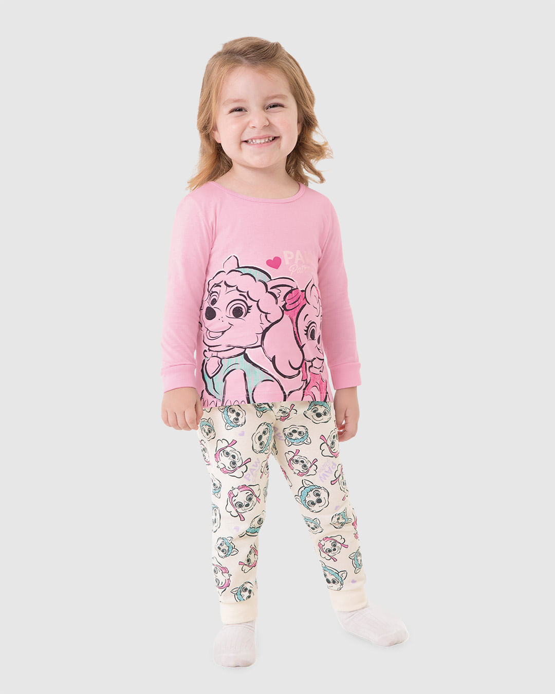 Pijama Longo Infantil Menina Patrulha Canina Brilha No Escuro Malwee Kids