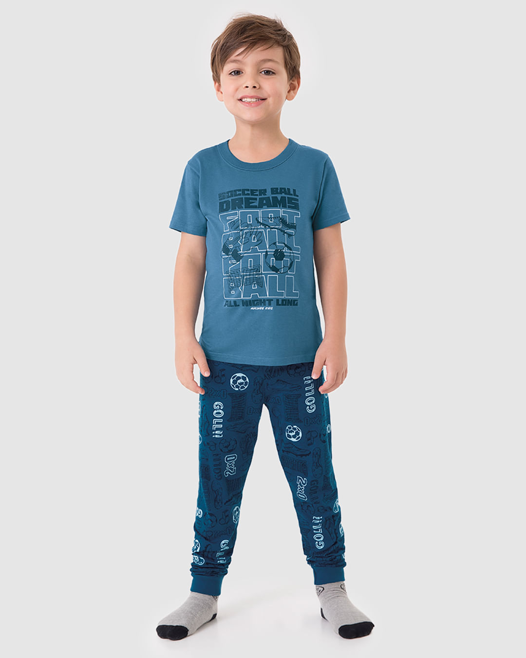 Pijama Longo Infantil Menino Soccer Ball Dreams All Night Long Malwee Kids - Imagem 19