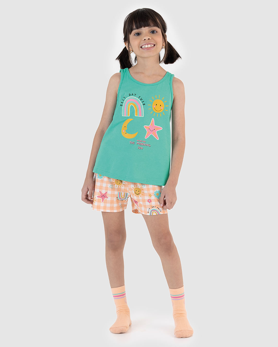 Pijama Curto Infantil Menina The Morning Sun Em Algodão Malwee Kids - Imagem 13