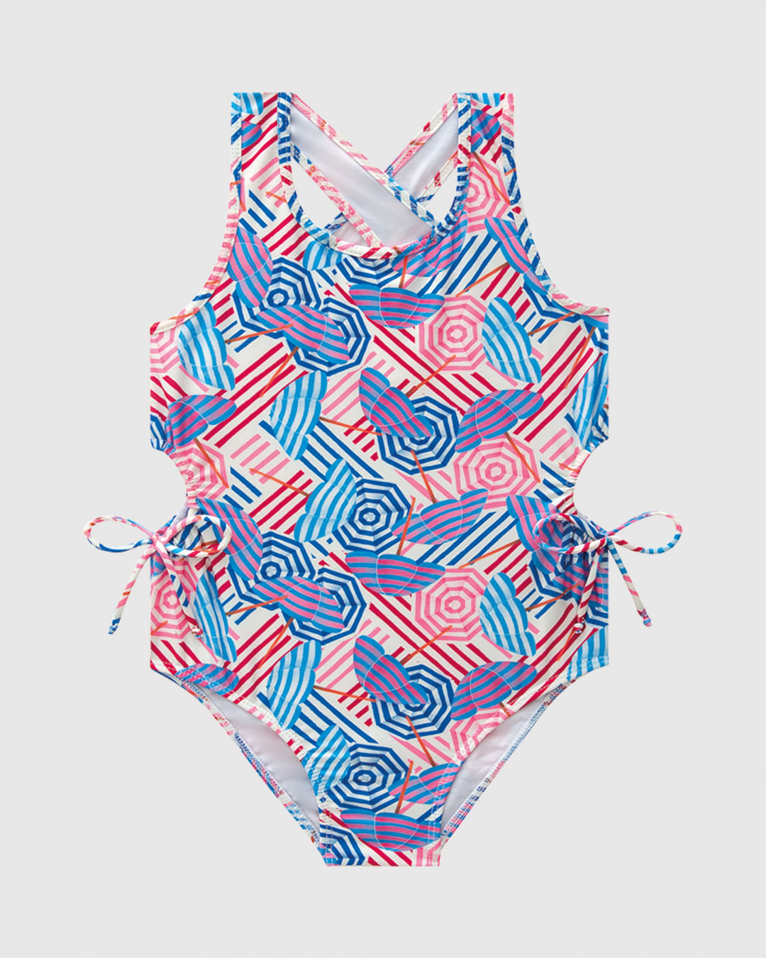 Maiô Infantil Menina Transpassado Detalhe Vazado Em Malha UV50+ Malwee Kids - Imagem 11